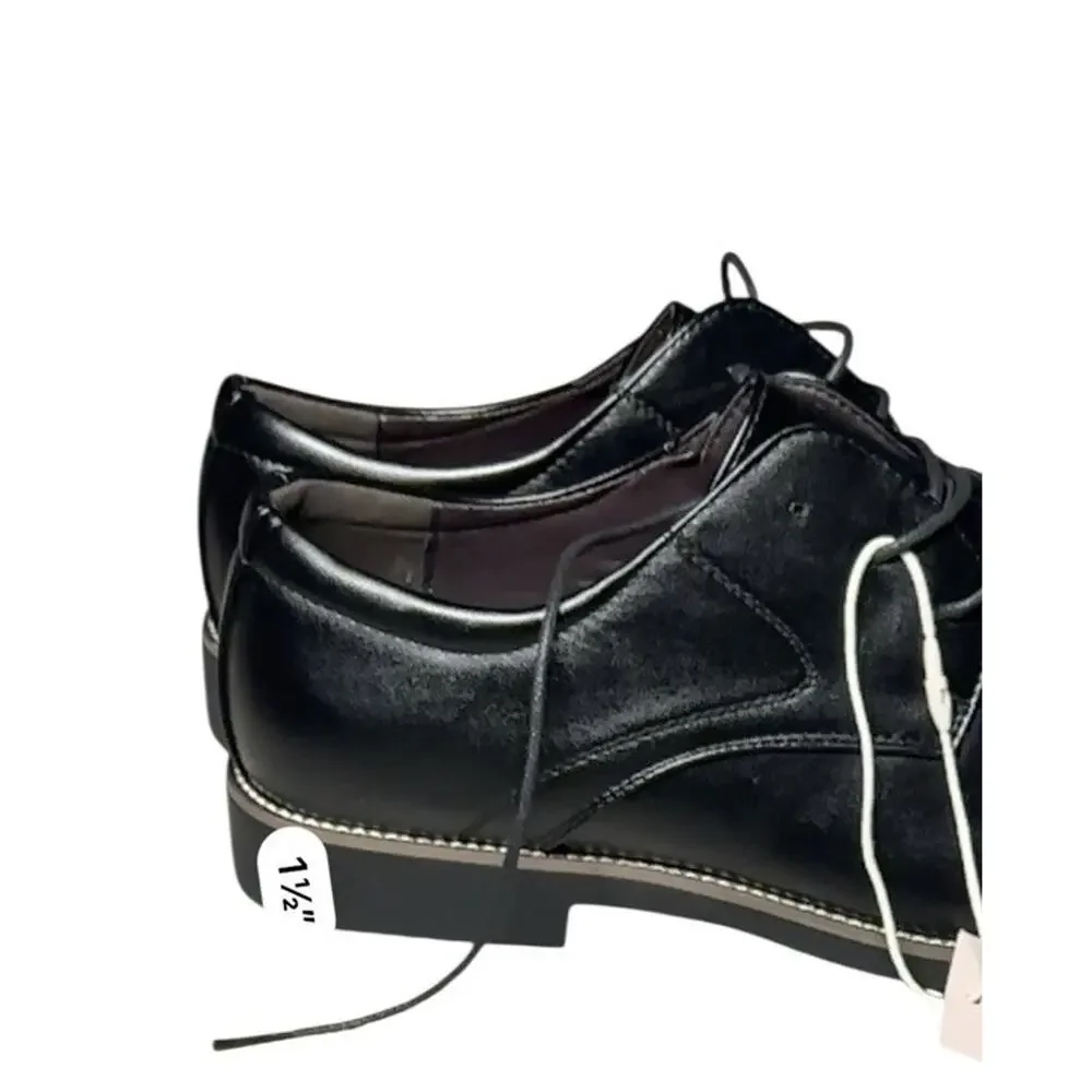 Mens Classic Black Oxford Dress Shoes Lace-Up Faux Leather Formal Shoes Sz 14/15
